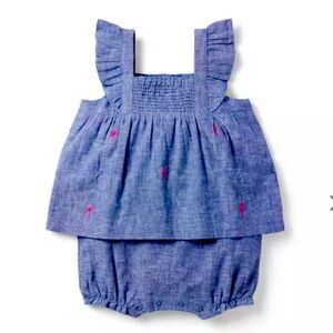 NWT! Baby embroidered flamingo romper (0-3 months)